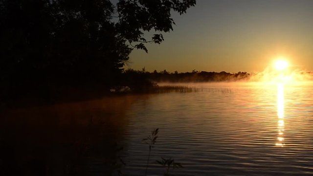 golden sunrise on the lake