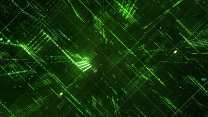 Digital binary code matrix background - 3D rendering of a scientific technology data binary code network conveying connectivity, complexity and data flood of modern digital age