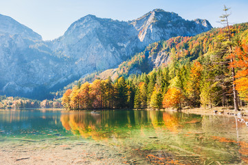 Hinterer Langbathsee lake in Austrian Alps.