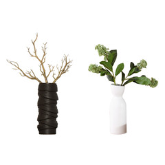 white vase and black vase. contrast to each other. isolated white background