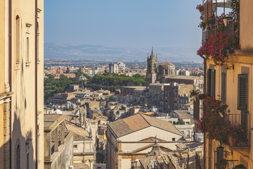 Caltagirone - Sicily (Italy) Wonderful panoramic view of the famous Caltagirone town.