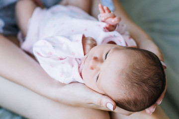 mother unity newborn baby love concept. one whole. tenderness and care