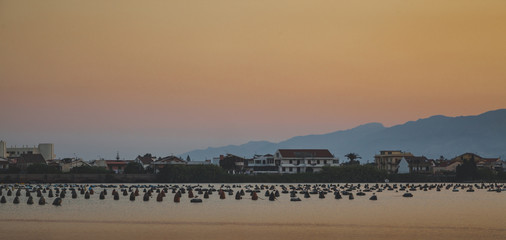 Naklejka premium Lake Ganzirri at sunset - Messina (Sicily)