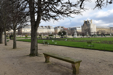 Jardin des Tuileries en hiver à Paris, France