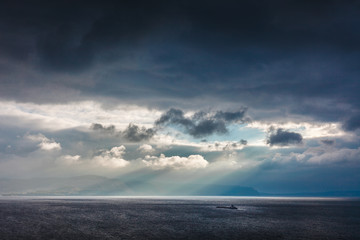 Mountains in the rays breaking