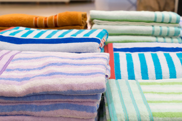 Beautiful colorful bath towels are on sale
