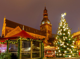 Riga. Christmas tree on Christmas.