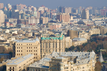 Naklejka premium Sunny December day over the central part of Baku. Azerbaijan