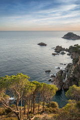 Coast landscape sunset of Costa Brava, Spain.