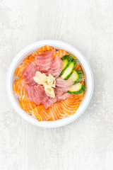 japanese food Mix Sashimi Chirashi Rice Bowl