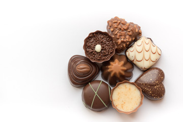 Luxury chocolates on white background