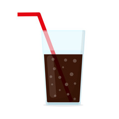 Glass cup with cola. Vector illustration.