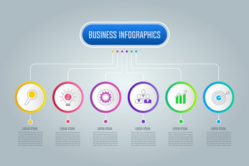 infographic design business concept with 6 options, parts or processes.