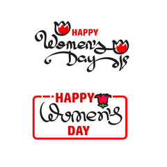 Fototapeta na wymiar Happy Womens Day. Handwritten lettering isolated on white backg