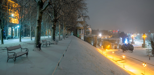  Haken terraces in Szczecin in winter scenery - obrazy, fototapety, plakaty
