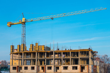 Construction site in the city aerial view