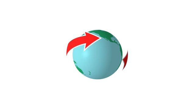 Global movement - arrows turning around a globe