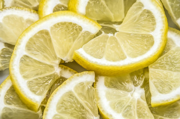 Appetizing slices of lemon close-up