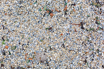 Different color very small and medium sized stones closeup.