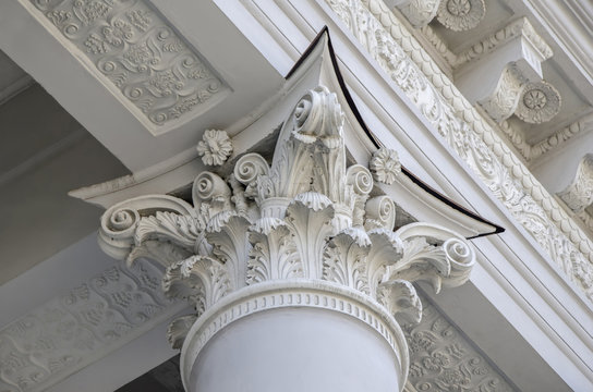 Capital of the classical column close-up