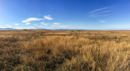 View of the Crimean mountains from the side of the steppe