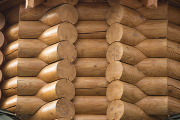 Natural background pattern of a log wall
