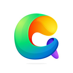 C letter colorful logo from a twisted line.