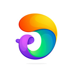 J letter colorful logo from a twisted line.