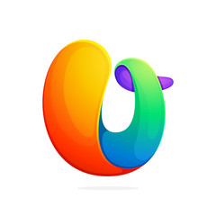 U letter colorful logo from a twisted line.