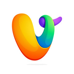 V letter colorful logo from a twisted line.