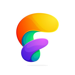 F letter colorful logo from a twisted line.