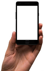 Hand mit Handy Freisteller