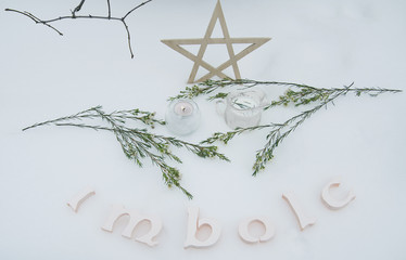Winter altar for Imbolc sabbath