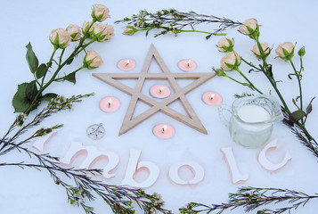 Winter altar for Imbolc sabbath