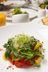 Healthy balanced eating. Vegetable salad. Vegetarian food background. Haute cuisine concept