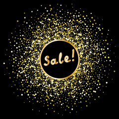 Black and gold background with circle frame and space for text. Sig