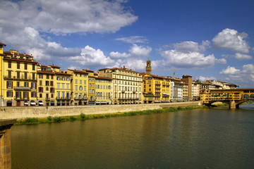 Naklejka premium Firenze con il Ponte Vecchio ed il Fiume Arno Toscana Italia Europa Florence with the Old Bridge and the Arno River Tuscany Italy Europe