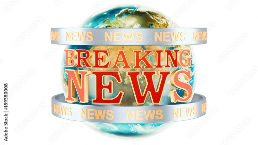 Poster global breaking news animation concept, 3d rendering isolated on white background