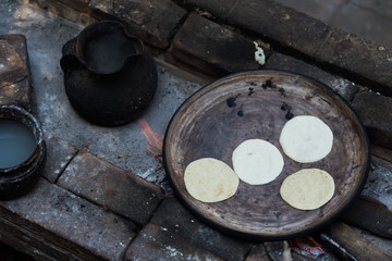Tortilla Cooking on Wood Burning Stove