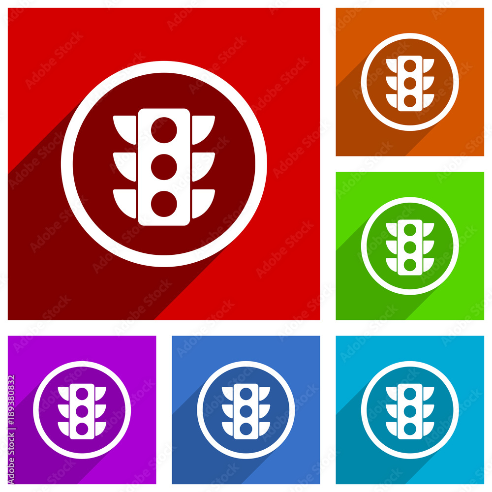 Poster Traffic lights vector icons. Flat design colorful illustrations for web designers and mobile applications in eps 10