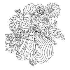 Hand drawn doodle element in vector. Ethnic design. Black and white.