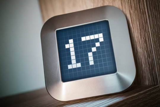 The Number 17 On A Digital Calendar, Thermostat Or Timer