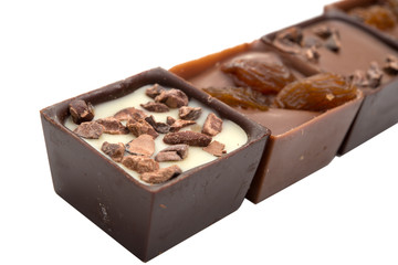 exclusive collection chocolate sweets isolated on the white