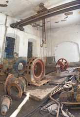 Fototapeta premium The interior of an abandoned hydroelectric plant
