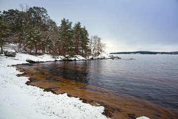 Baltic sea coast near Karlshamn in winter, Sweden