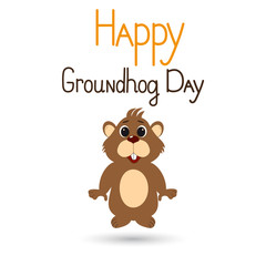 Postcard day marmot with an inscription. White background