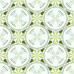 Abstract seamless pattern of various geometric shapes.