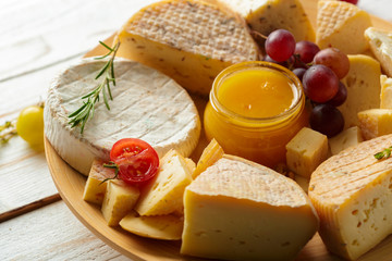 cheese on wooden table