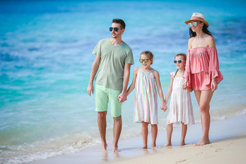 Young family of four on vacation