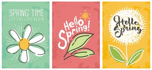 Hello spring seasonal banners collection - obrazy, fototapety, plakaty